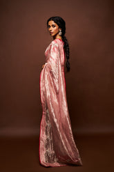 Ruhira Printed Tissue Saree - Peach Pink
